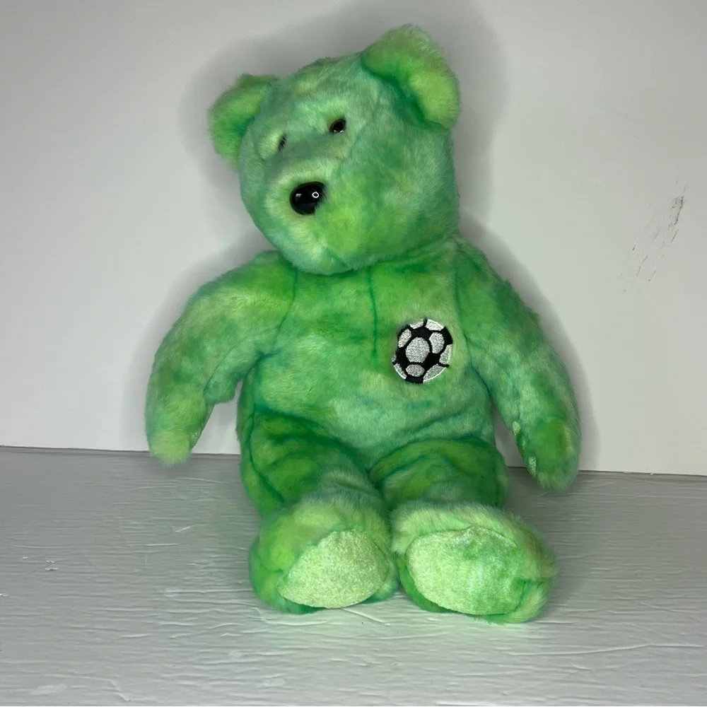 VTG 1999 TY Beanie Buddies 14” Tye Dye Rare Bear “Kicks” The Soccer Buddy Plush